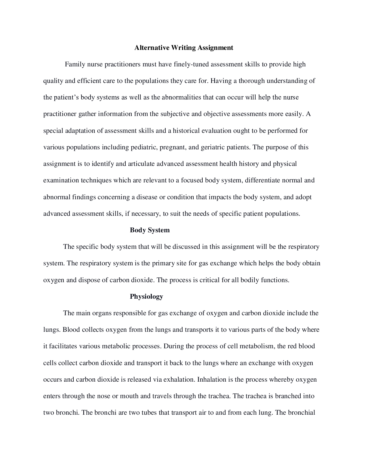 Preview image of NR 509 Advanced Physical Assessment Chamberlain ALTERNATIVE WRITING ASSIGNMENT document